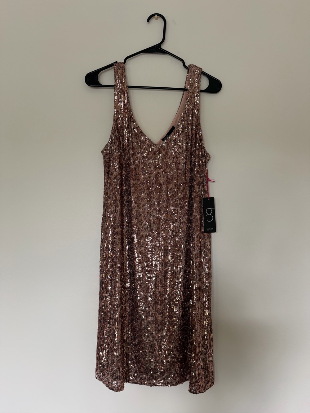 Gibson Rose-Gold Sequin V-Neck Midi Dress